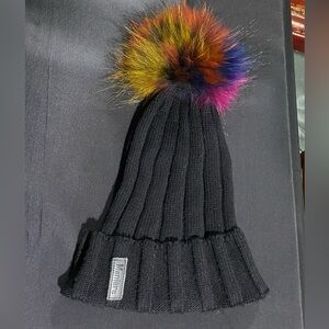 Maniere Beanie with Multicolor Pom-Pom